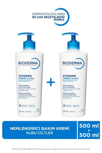 Atoderm Cream Ultra Normal Ve Kuru Ciltler Için Nemlendirici Yüz, Vücut Bakım Kremi 2x500 ml